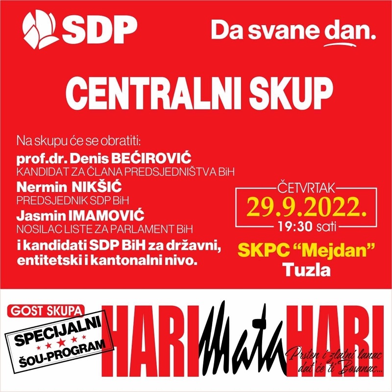 SDP Večeras U Mejdanu Uz Koncert Hari Mata Harija Završava Predizbornu ...