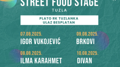 Street Food Stage na platou RK Tuzlanka u Tuzli: Besplatni koncerti Igora Vukojevića, Ilme Karahmet, grupa Brkovi i Divan