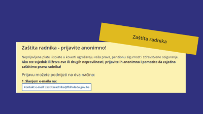 Putem kanala Vlade Federacije BiH “Zaštita radnika” do sada pristiglo 1.500 prijava građana