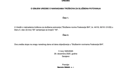 Nakon plaća, Vlada FBiH je povećala i dnevnice za putovanja!