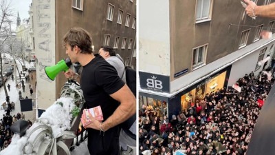 Influencer bacio 10.000 eura s balkona u Beču i izazvao haos