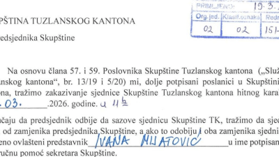 Petnaest zastupnika Skupštine TK uputilo zahtjev za sazivanje hitne sjednice kako bi smijenili predsjednika Žarka Vujovića
