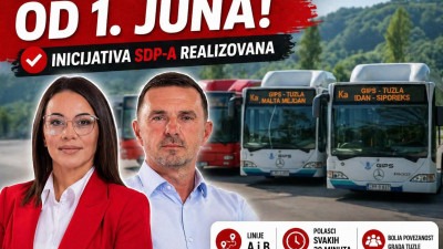 Usvojena inicijativa SDP-ovih vijećnika u GV Tuzla Ane Pejić i Emira Ćehajića: Od 1. juna dvije kružne linije gradskog prevoza (A i B), sa polascima svakih 30 minuta