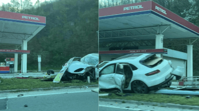 Foto: Automobilom u Stuparima se zabio u benzinsku pumpu, prošao s lakšim povredama