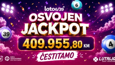 Vlasnik loto listića iz Tuzle: Pogođen Jackpot od 409.955,80 KM