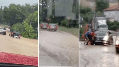 Potop u Dalmaciji: Ulice plivaju pod vodom, auto upao u šaht