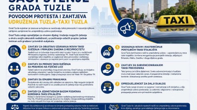 Gradska uprava Tuzle oglasila se povodom protesta i zahtjeva Udruženja Tuzla-Taxi Tuzla