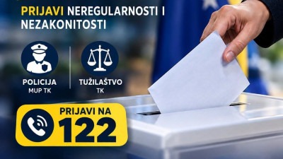 Kantonalno tužilaštvo Tuzlanskog kantona i Uprava policije MUP-a TK pozivaju građane da prijave eventualne neregularnosti i nezakonitosti u izbornom procesu